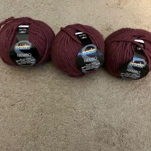 Three balls of yarn Sesia Nembo new with tag wine color